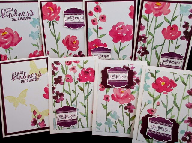 8 Note Cards with one sheet Painted Blooms Stamp on the Go