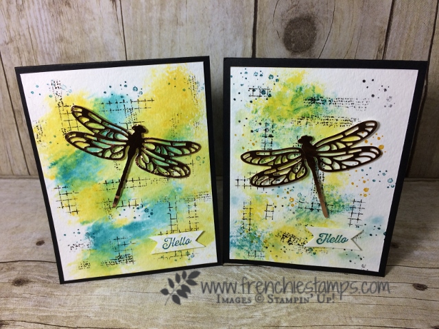 Baby Wipe Watercolor, Timeless Textures, Detail Dragonfly Thinlits, Stampin'Up!
