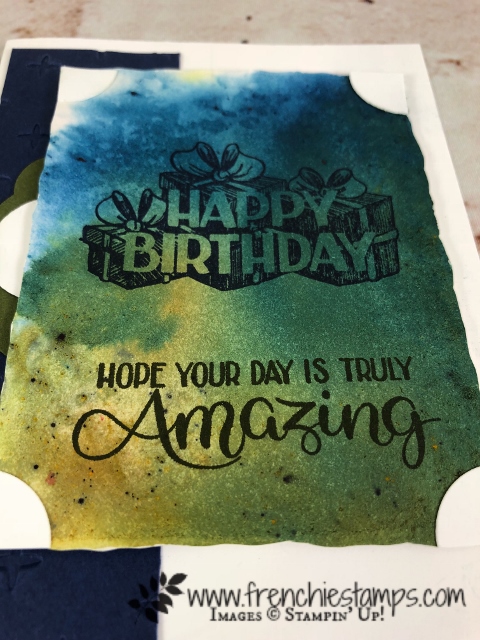 Brusho Clear Block technique, Stampin'Up!, Big Wishes, Frenchie Stamps, 