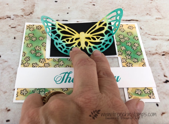 The Easy way to make the impossible card. Using the Springtime Impressions thinlits and Share what You love designer paper. Stamp set Delightful Daisy. All product are by Stampin'Up! and can be purchase at frenchiestamps.com 
