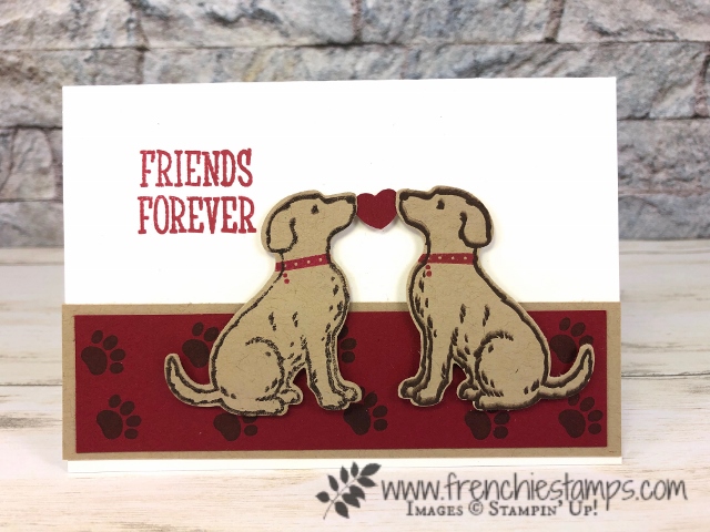 How to have a perfect mirror image with punch out image. Simple way with the negative, silicone mat and the Stamparatus. Happy Tail and the Dog Builder punch all products by Stampin'Up! available at frenchiestamps.com It make a sweet valentine card with 2 dog facing each other. 