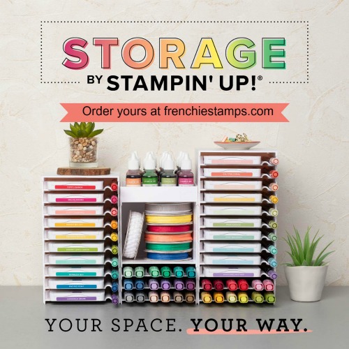 Storage by Stampin'Up! Storage for New ink pad, stampin' Blends and open cube. Available to purchase at frenchiestamps.com