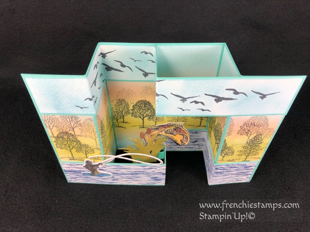 Great masculine card with the Best Catch, Lovely as a Tree, High Tide. 3-D fold great to showcase a scenery. All supplies by Stampin'Up! available at Frenchie Stamps.