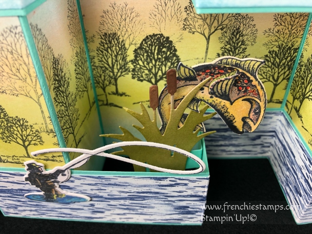 Great masculine card with the Best Catch, Lovely as a Tree, High Tide. 3-D fold great to showcase a scenery. All supplies by Stampin'Up! available at Frenchie Stamps.
