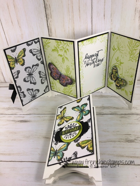 Divider card or Panel card using the Story Label punch and the Botanical Butterfly designer paper. Products by Stampin'Up! available at frenchiestamps.com  