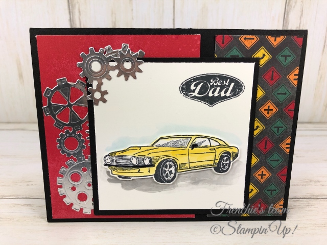 Geared up Garage Stamp set, Garage Gears Die and Classic Garage Challenge with Frenchie's Team. All product by Stampin'Up! available at frenchiestamps.com