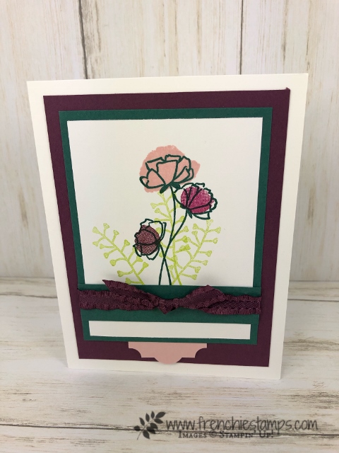 Time is running out for Stampin'Up! In Color 2017-2019.  Time to stock up with card stock, ink and embellishment.  Soon Fresh Fig, Powder Pink, Lemon Lime Twist, tranquil Tide and Berry Burst will be gone. Get your product at frenchiestamps.com 