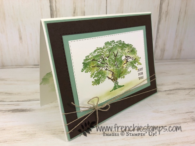 Shaded tree from Rooted in Nature. Learn how to have multi color of leaves. Using Sponge Dauber. All supplies by Stampin'Up! available at Frenchiestamps.com