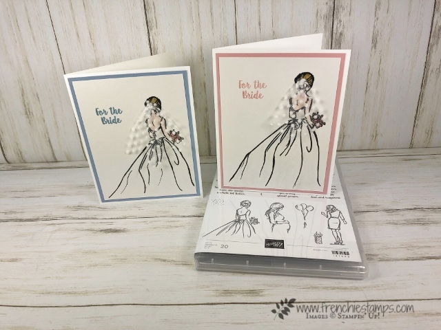 How to altered the wedding dress in Wonderful Moments stamp set. From mid wast to long. All supplies by Stampin'Up! available at frenchiestamps.com 