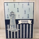 Quick and simple card using the stamp set Sailing Home with the Come Sail Away designer paper. Free printable instruction. All product s from Stampin