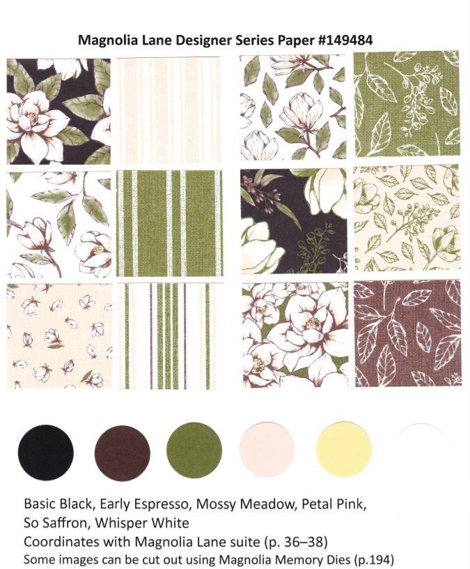 Magnolia Lane Designer Paper  by Stampin'Up! chart available at frenchiestamps.com