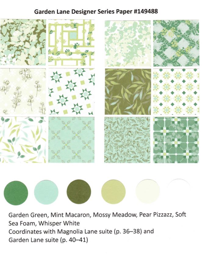 Garden Lane Designer Paper  by Stampin'Up! chart available at frenchiestamps.com