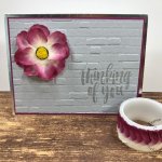 How to make a lovely flower with the Pressed Petals Specialty Washi Tape. The background is using the Brick and mortar embossing folder. All supplies is by Stampin