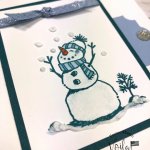 How to apply the Snowfall Accents Puff Paint with the heat Tool. Stamp set Snowman Season.