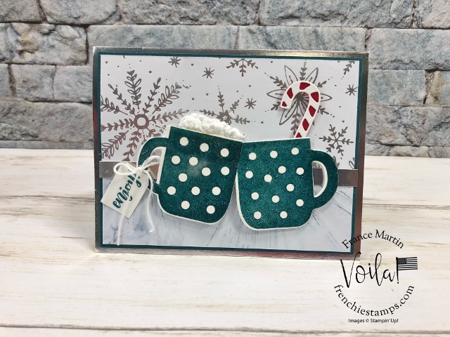 Cup of Christmas Reversible stamp. How to use the puff paint for whipped cream.