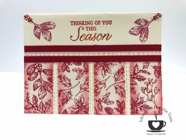 Frenchie Team Challenge cards using the Toile Tidings Gift Wrap paper.