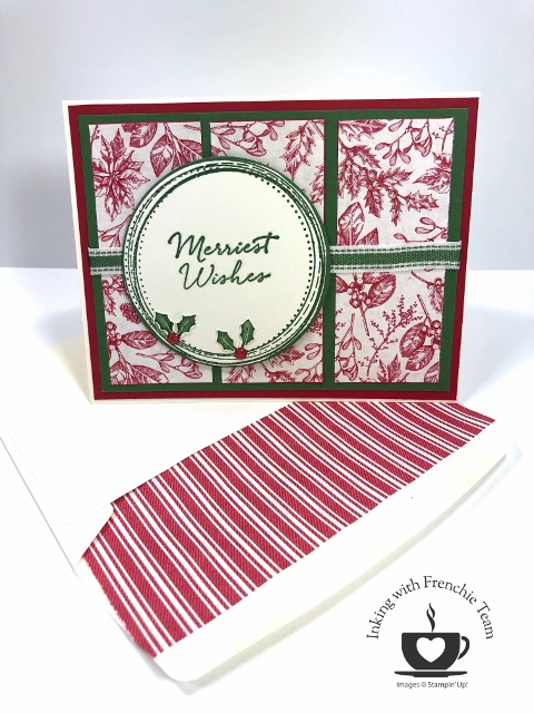 Frenchie Team Challenge cards using the Toile Tidings Gift Wrap paper.