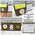 DIY calendar with Post It Note and pen holder. Changeable elements for each seasons.