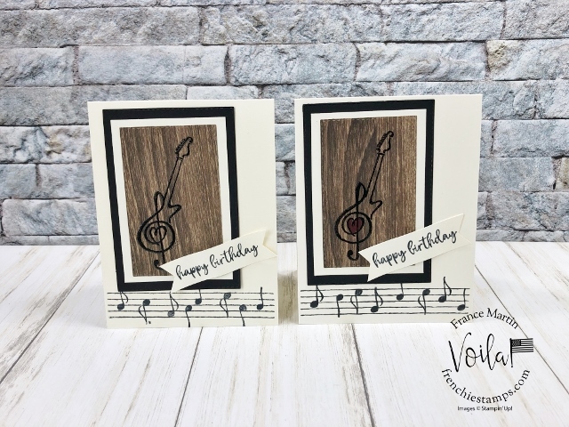How to stamp a guitar with a note and  the neck from Music from the Heart stamp set.