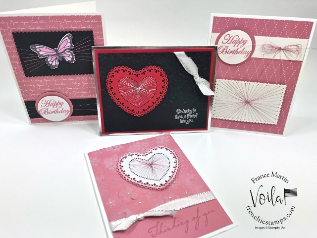 String Art with Stampin'Up! Heart Doilies and Stitched Dies.
