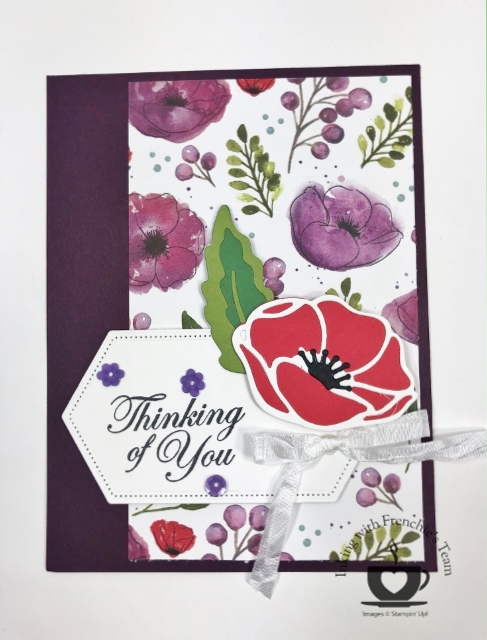 Frenchie's Team in the spotlight showcasing card using product from the spring mini catalog.