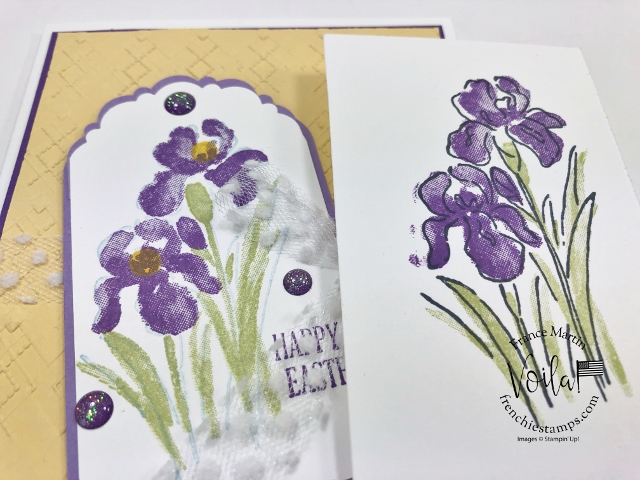 Soft Easter card with the Inspiring Iris and Delightful Tag Topper punch. 