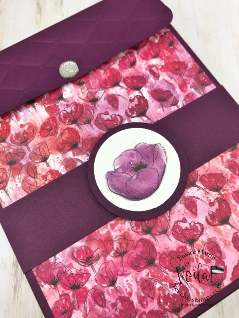 Flip purse to hold cards. Peaceful Poppies Designer paper give this purse a wow look. 