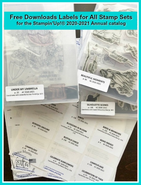 Organize your Stampin'Up! 2020-2021 Annual Catalog product with the free printable labels