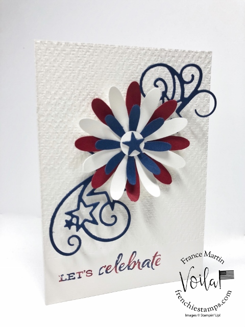 Daisy punches and Stitched Stars Die for a quick 4th of July card. 
