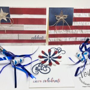 Daisy Punches, Stitched Stars Die for 4th of July Card Plus A Rustic Flag