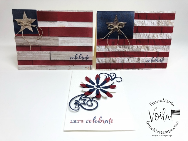 Forth of July Cards. Red, White and Blue. Daisy Punch and Rustic Flag with the In Good Taste designer paper.