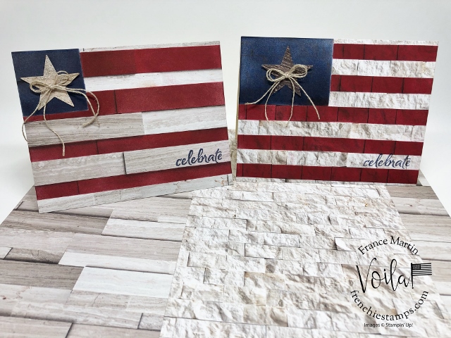 Forth of July Cards. Red, White and Blue. Rustic Flag with the In Good Taste designer paper.