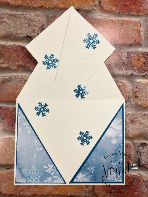 Arrow Fold Card with Snowflake Splendor Designer Paper. 