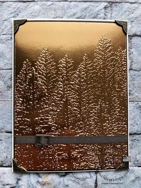 Emboss Foil paper with Evergreen Forest Embossing Folder. . 