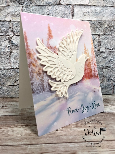 Detailed Dove Die for Christmas Card on the Feels Like Frost Designer Paper.