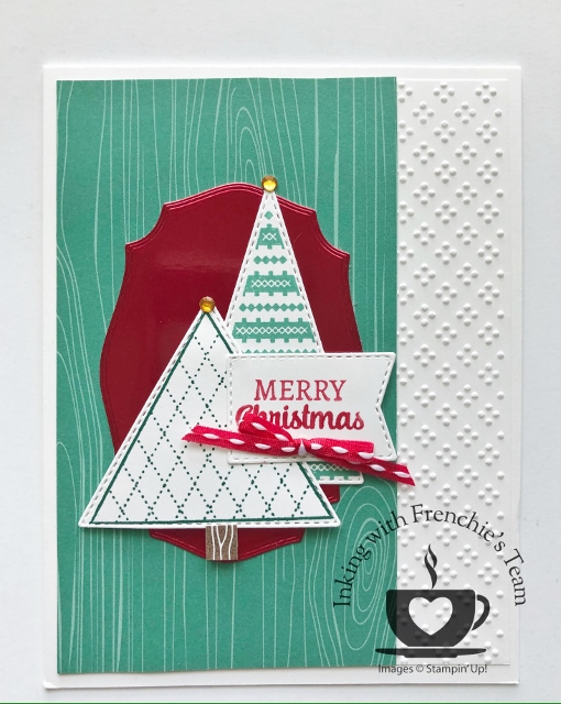 Holiday Catalog stamps and product showcase with Frenchie' Team.