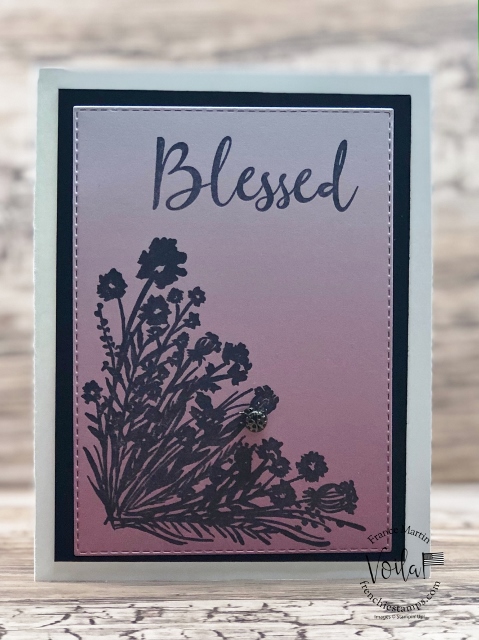 Simple card with the Oh So Ombre Designer paper and Corner Bouquet stamp se
