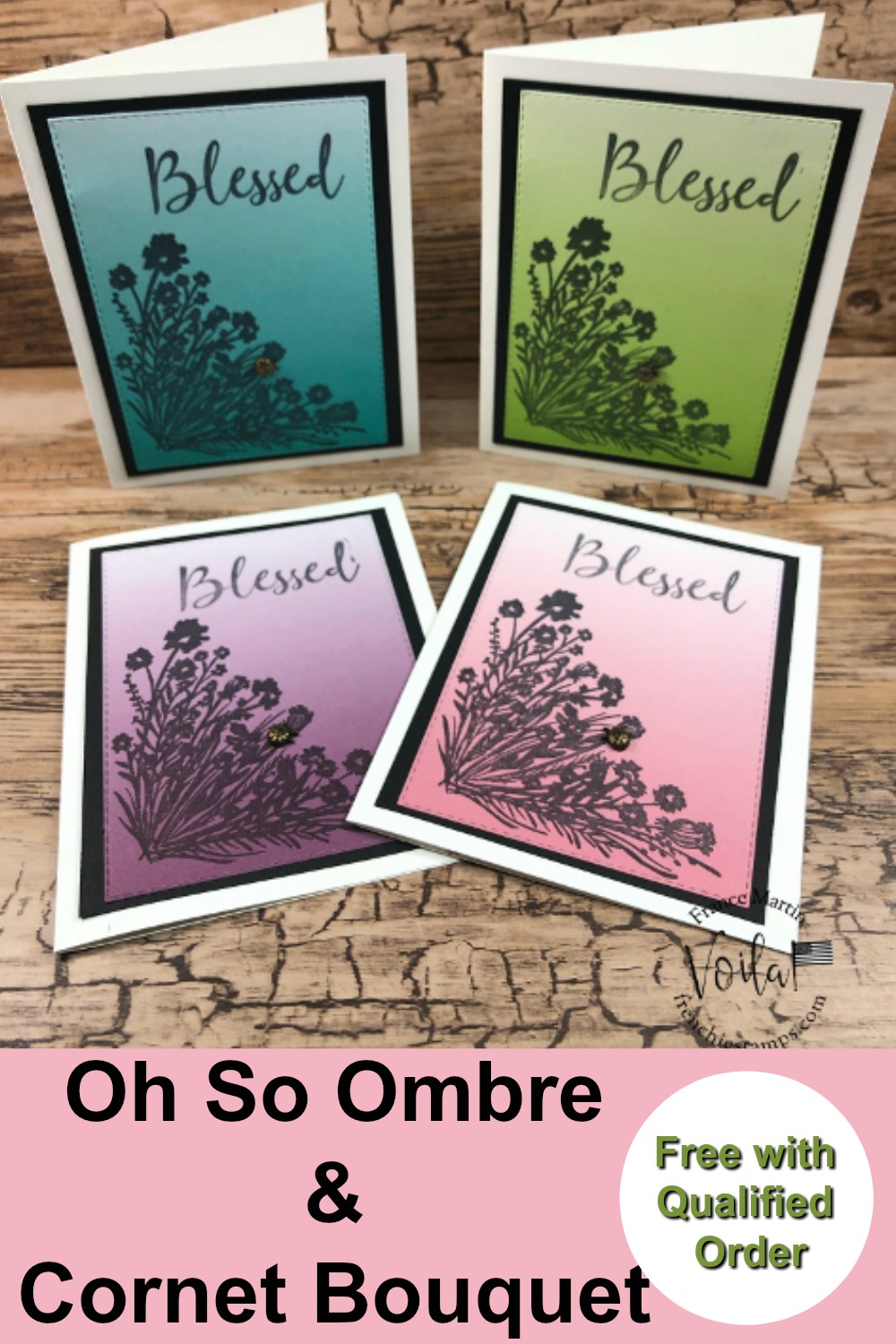 Simple Card With the On So Ombre Paper and Corner Bouquet Stamp Set