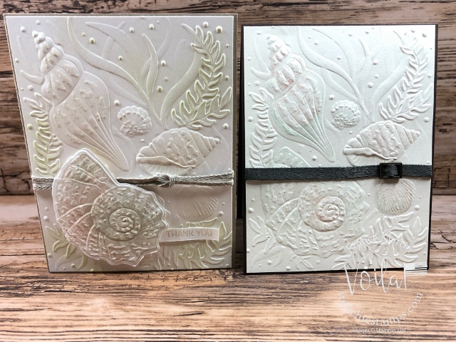 Pearlescent and Shimmery Paper with the Seashells Embossing Folder