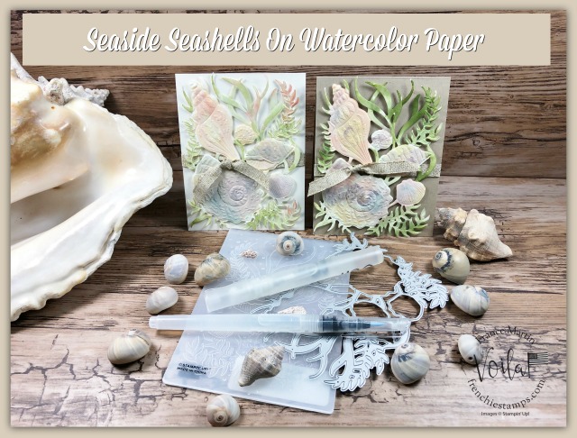 Watercolor with Seaside Seashells Dies, Seashells 3D embossing Folder.