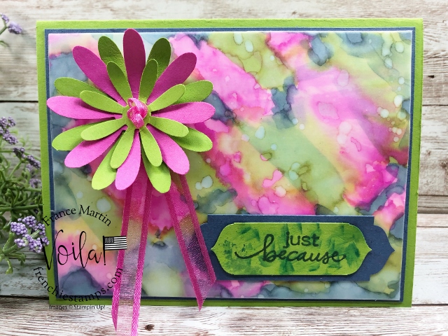 Stampin Blends on vellum for an impressive colorful background.