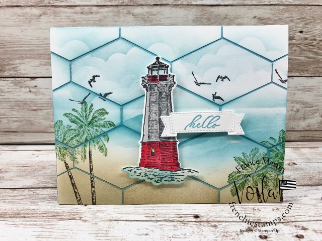 Tailored Tag Punch Ocean Scenery Patchwork card. 