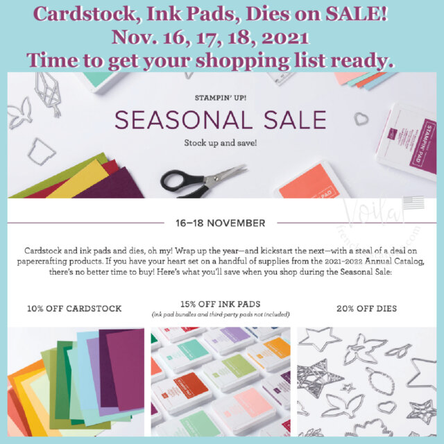 Stampin'Up! Cardstock, Ink Pads, Dies on sales