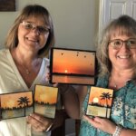 Frenchie and Holly Creating A Beautiful Sunset Scenery On Card
