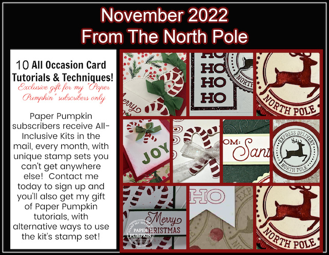 From The North Pole December 2022 Paper Pumpkin Kit, Card Kit Delivered In Your Mail Box. 