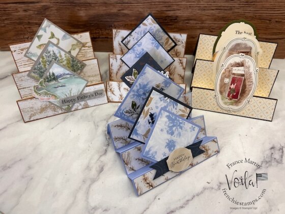 Fun Fold Grand Stair Step Card with Designer Series Paper